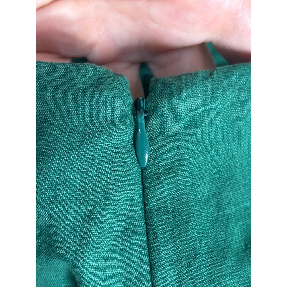Talbots Green Linen Blend Embroidered Scallop Hem Mini Skirt Size 4 Fan Detail - Picture 6 of 7